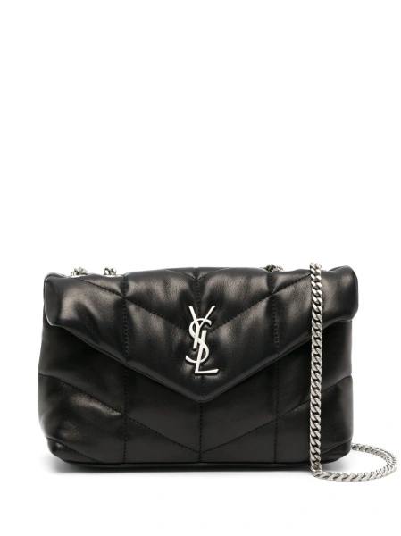 Geanta de umar Saint Laurent Puffer neagra din piele
