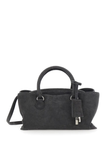 Geanta de umar 'Shell Brot' Brown Mini Shoulder bag with Adjustable and Removable Strap and Pendant on the Front in Suede for Women