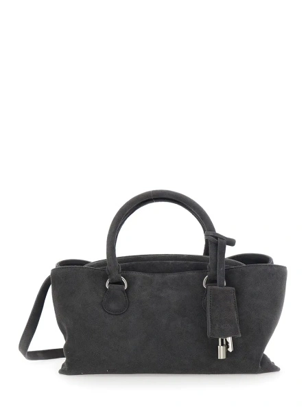 Geanta de umar 'Shell Brot' Brown Mini Shoulder bag with Adjustable and Removable Strap and Pendant on the Front in Suede for Women