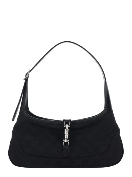 Geanta de umar Shoulder Bag 'Jackie' with Strap and Front Closure in Black GG Fabric for Women