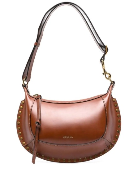 Geanta de umar Shoulder Bag 'Oskan Moon' with Studs in Brown Leather for Women