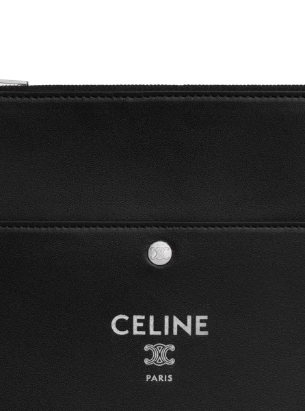 Geanta de umar Shoulder Bag 'Sharp Pouch' with Zip Closure in Black Leather for Women