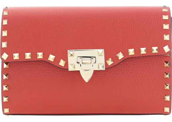 Geanta de umar Small Rockstud grained calfskin Shoulder Bag