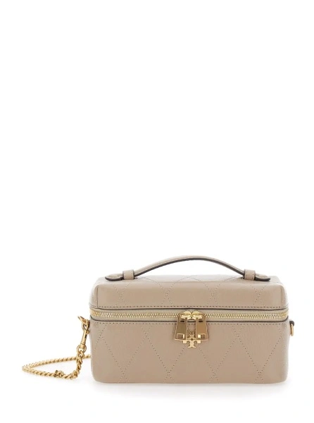 Geanta de umar Tory Burch gri din piele 'Charlie'