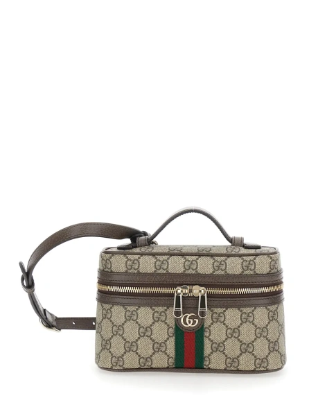 Geanta mini Gucci 'Ophidia' bej din canvas GG si piele