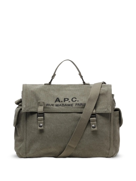 Geanta tip postas A.P.C. verde din bumbac