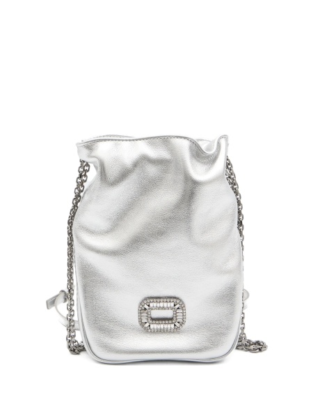 Geanta tip postas Roger Vivier argintie din piele