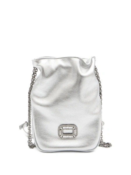 Geanta tip postas Roger Vivier argintie din piele