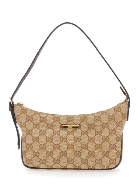 Genti 'Lady Lunetta' Beige Mini Bag with Logo Plate on the Front and Adjustable and Removable Strap in GG Supreme Canvas for Women