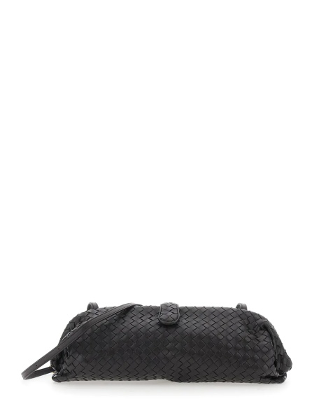 Genti 'Lauren 1979' Brown Clutch with Adjustable Shoulder Strap and Intrecciato Motif in Leather for Women