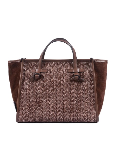 Genti LEATHER AND FABRIC BAG