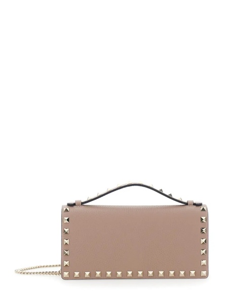 Genti Pink Mini Bag with Removable Chain Strap and Rockstud Embellishment in Leather for Women