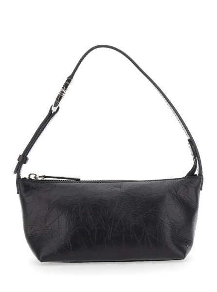 Genti 'Vanity' Black Mini Bag with Adjustable Strap in Leather for Women