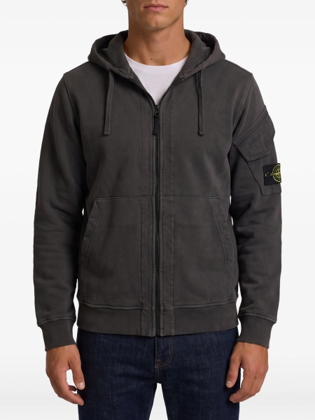 Hanorac Stone Island gri din bumbac organic