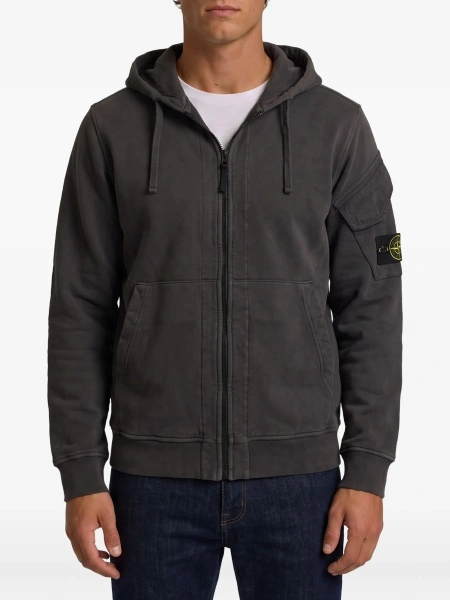Hanorac Stone Island gri din bumbac organic