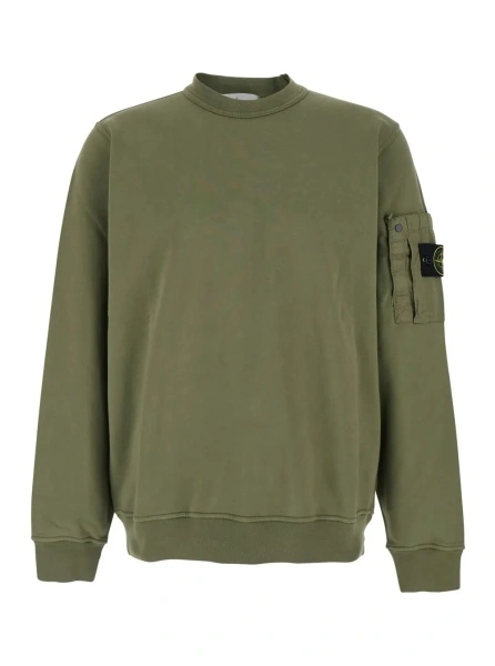 Hanorac Stone Island verde din bumbac