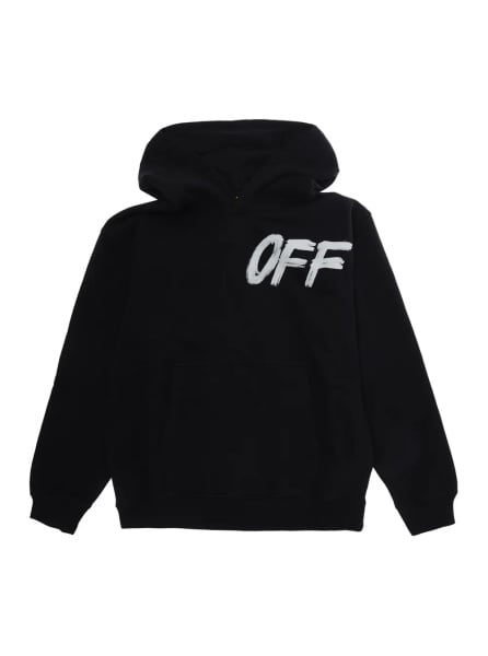 Hanorace black sweatshirt with fixed hood and logo on the front and back in cotton boy
