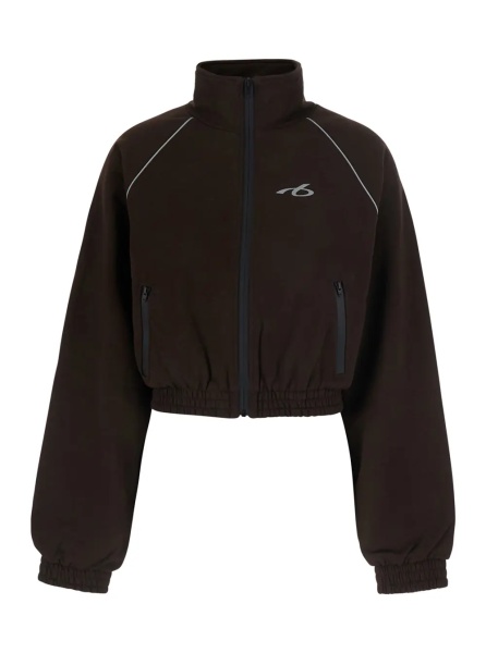 Hanorace Brown Cropped Sweatshirt with Logo Detail on the Front in Cotton for Women