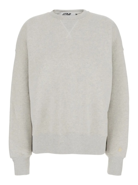 Hanorace gray Crewneck sweatshirt with glitter logo lettering on the front in cotton for women