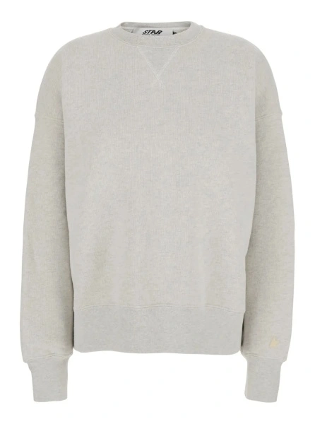 Hanorace gray Crewneck sweatshirt with glitter logo lettering on the front in cotton for women