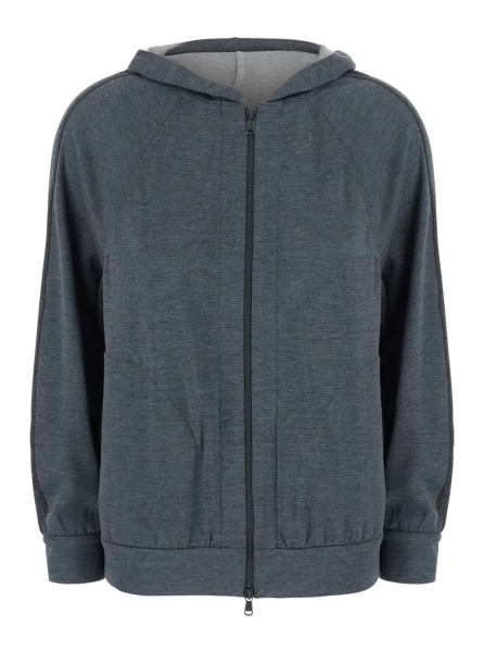 Hanorace Gray Hooded Sweatshirt in Blend Cotton for Women