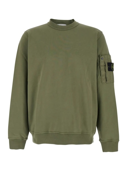 Hanorace Green Sweatshirt with Logo Patch on the Sleeve in Cotton Man