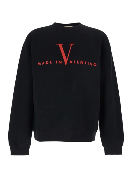 Hanorace Sweatshirt with Logo Print on the Front and Dropped Shoulders in Black Cotton for Men