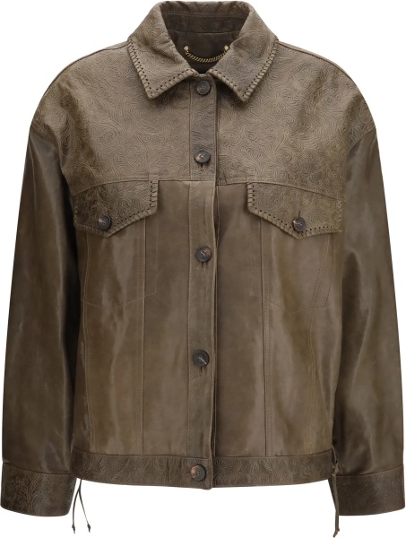 Jacheta Babete leather Jacket with embossed details