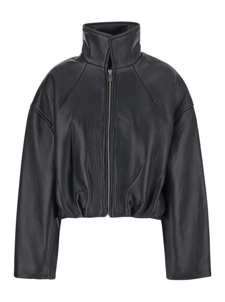 Jacheta black Oversized jacket with Dropped shoulders and boxy design in leather for women