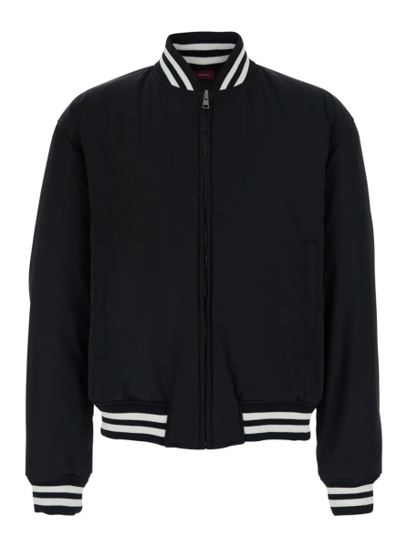 Jacheta Black Reversible Jacket with Contrasting Details and Bomber Collar in Tech Fabric for Men