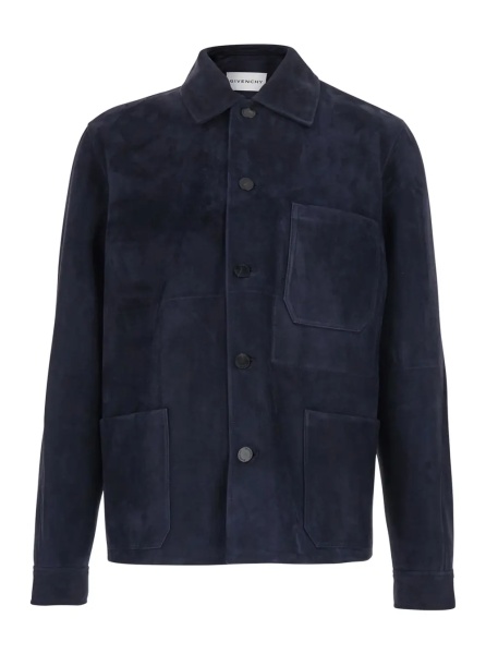 Jacheta Blue Jacket with Classic Collar and Suede Front Pockets for Men