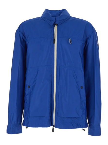 Jacheta 'Brive' Blue Jacket with High Collar and Logo Patch on the Sleeve in Tech Fabric Man
