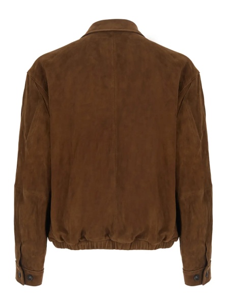 Jacheta Brown jacket with classic collar and two front pockets in leather for men