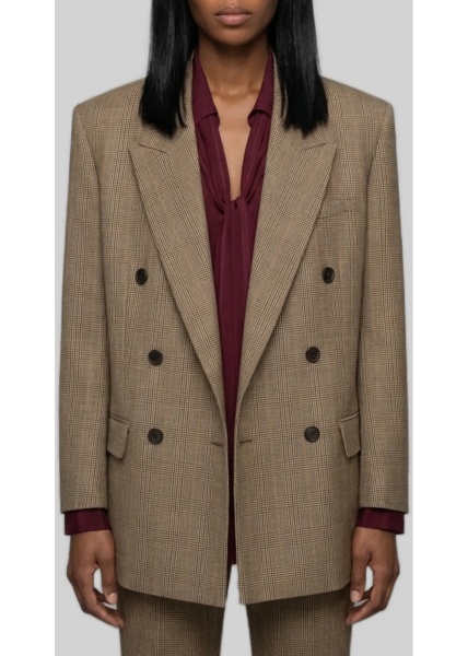 Jacheta Double-Brested Jacket In Prince Of Wales Puppytooth Wool