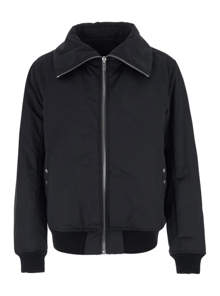 Jacheta 'DracuFlight' black Jacket with oversized high collar in tech fabric for men
