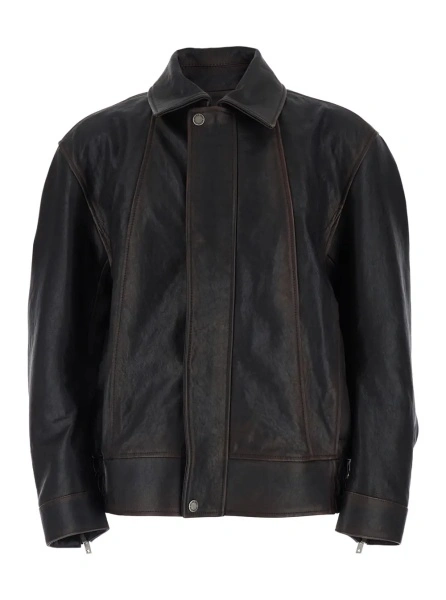 Jacheta Golden Goose maro din piele
