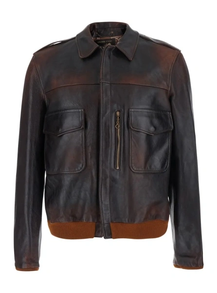 Jacheta Golden Goose maro din piele