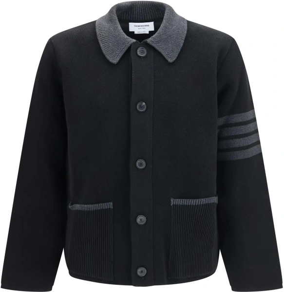 Jacheta Thom Browne neagra din bumbac pique
