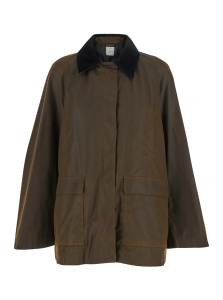 Jacheta TOTÊME Jacket with Ribbed Collar and Double Vent on the Back in Brown Cotton for Women