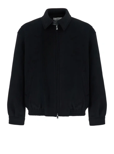 Jacheta WOOL AND SILK BLOUSON JACKET with collar and long sleeves in Wool and Silk in Black for men