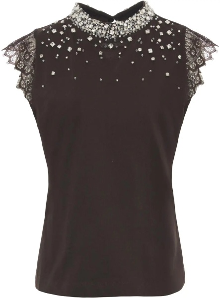 Maiou Top with rhinestone applications