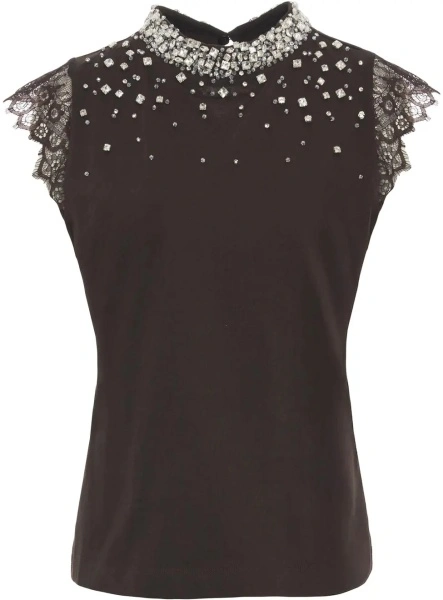 Maiou Top with rhinestone applications