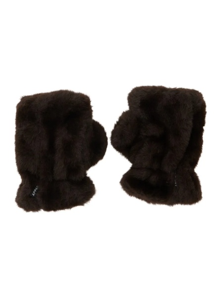 Manusi 'Ariel' Brown Fingerless gloves in eco fur for women