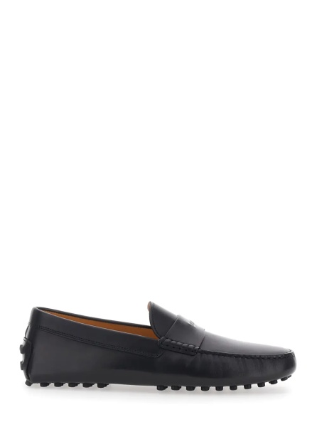 Mocasini Black loafers with rounded toe and low heel in leather for men