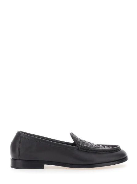 Mocasini 'Silenzio' Loafers Brown with Intreccio design in leather for women