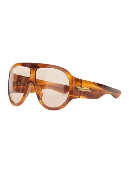 Ochelari 'Shield' Brown Sunglasses with geometric frame and side Logo in Acetate for Women