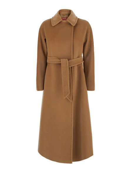 Palton Beige coat with notched revers and long sleeves in Tech Fabric. Color beige. Woman.