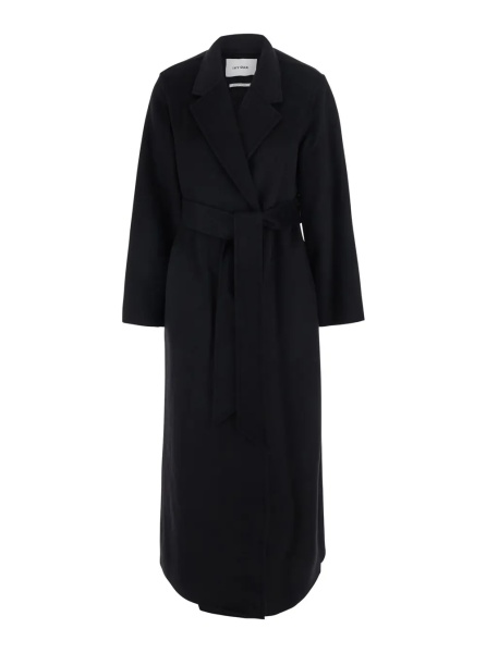 Palton 'Celia Sue' Black Coat with collar and long sleeves in wool for women