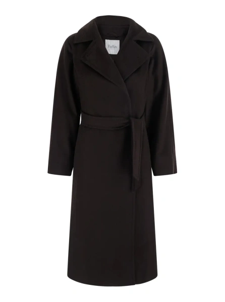 Palton Coat MANUELA with elegant details in Tech Fabric in Brown for Women
