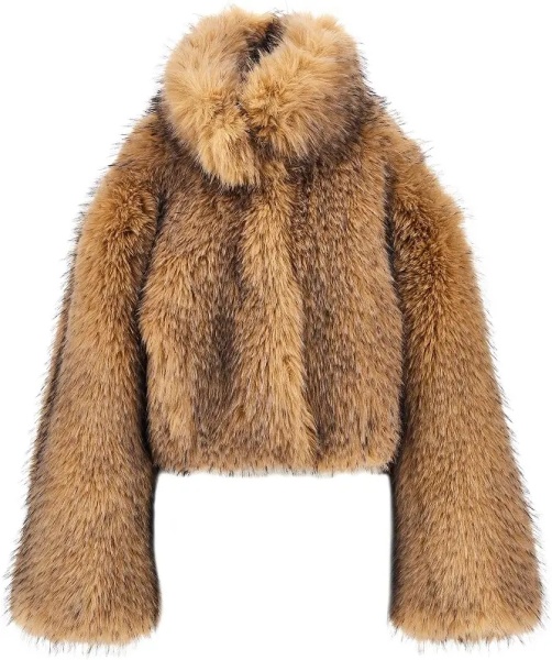 Palton Faux fur cropped jacket